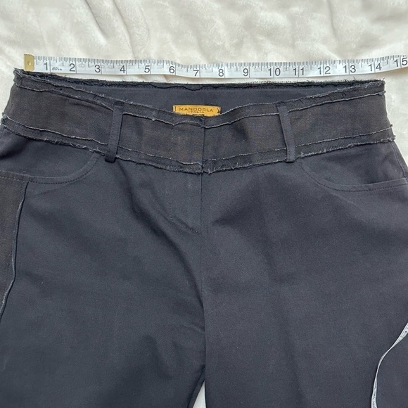 Mandorla Italian Exposed Seams Side Linen Band Wide Leg Pants, Slacks,Trousers - Picture 6 of 10